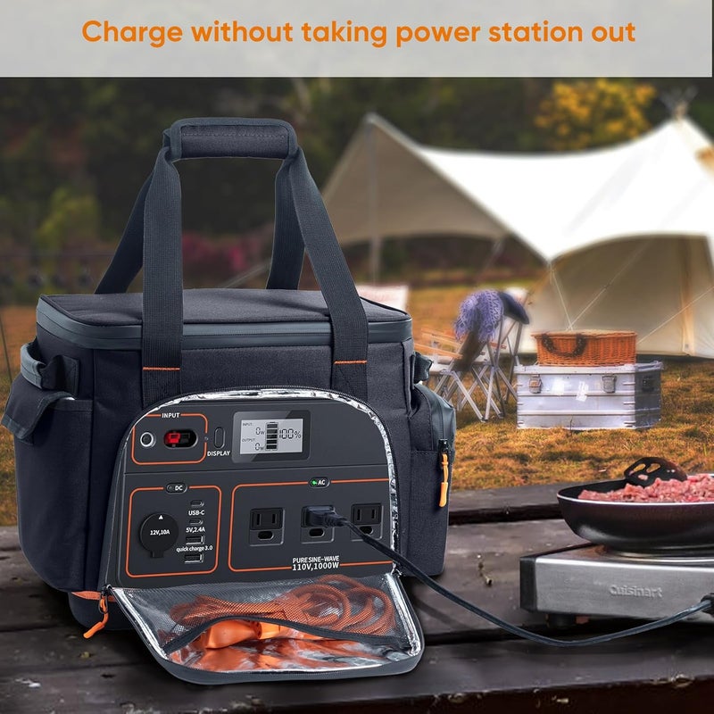 FRECOLSH Travel Carrying Case Compatible with Jackery Explorer 1000, Portable Power Station Storage Case with Water- proof Bottom and Pocket for Jackery Accessories Solar Generator Storage Bag Only - Image 5